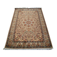 AHMEDANI Floral Ivory Touch Medallion Gorgeous Designed Rectangle Area Rugs Hand Knotted Wool Silk Carpet (6 X 4)'