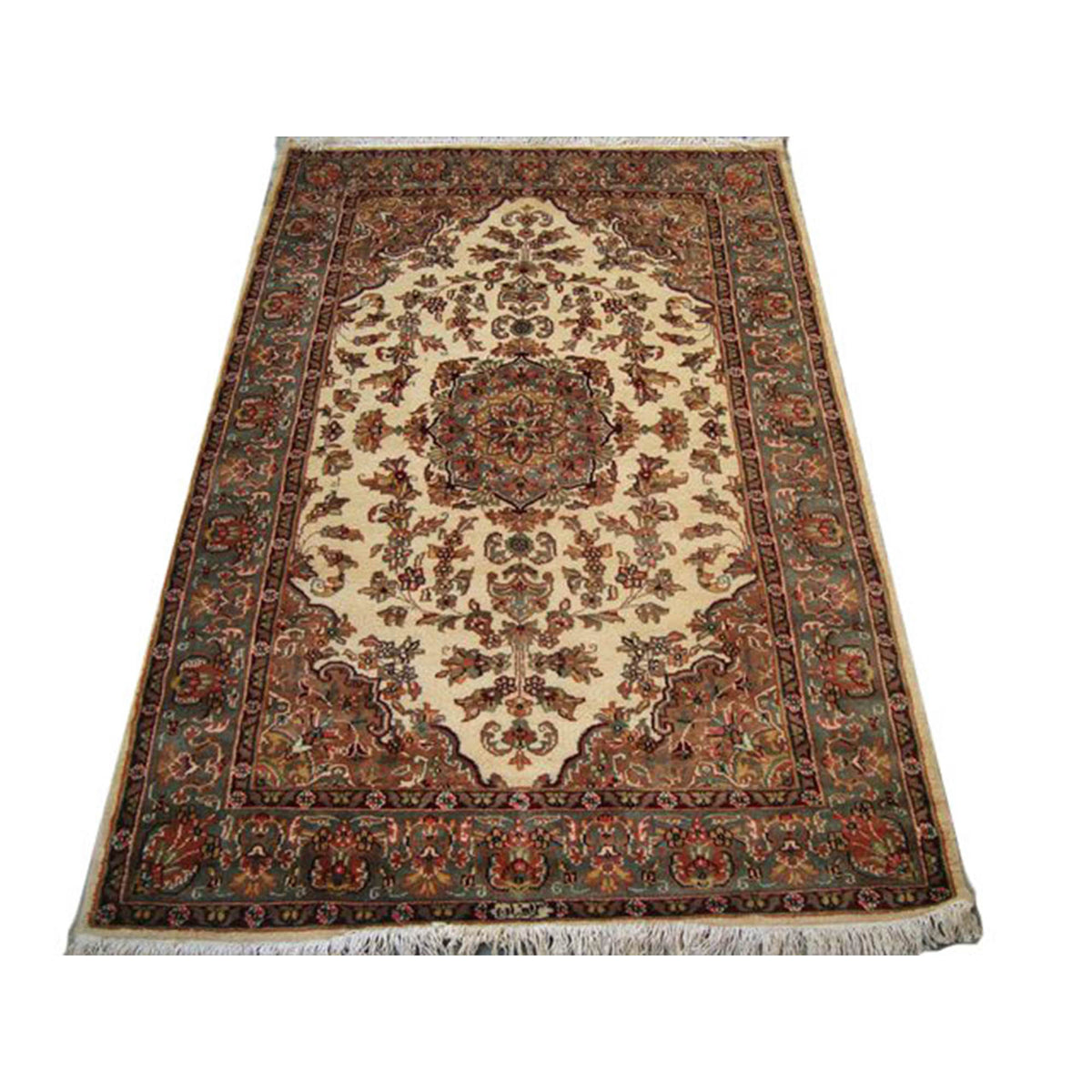 Exclusive Amazed Sarafian Floral Rectangle Area Rug Hand Knotted Wool Silk Carpet (6 X 4)'