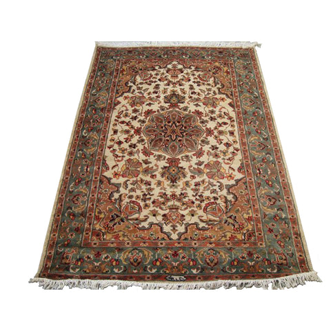 AHMEDANI Suraj Flowral Exclusive Designed Area Rug Hand Knotted Wool Silk Carpet (6 X 4)'