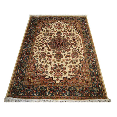 AHMEDANI Guleaina Flowral Excellent Designed Area Rug Hand Knotted Wool Silk Carpet (6 x 4)'
