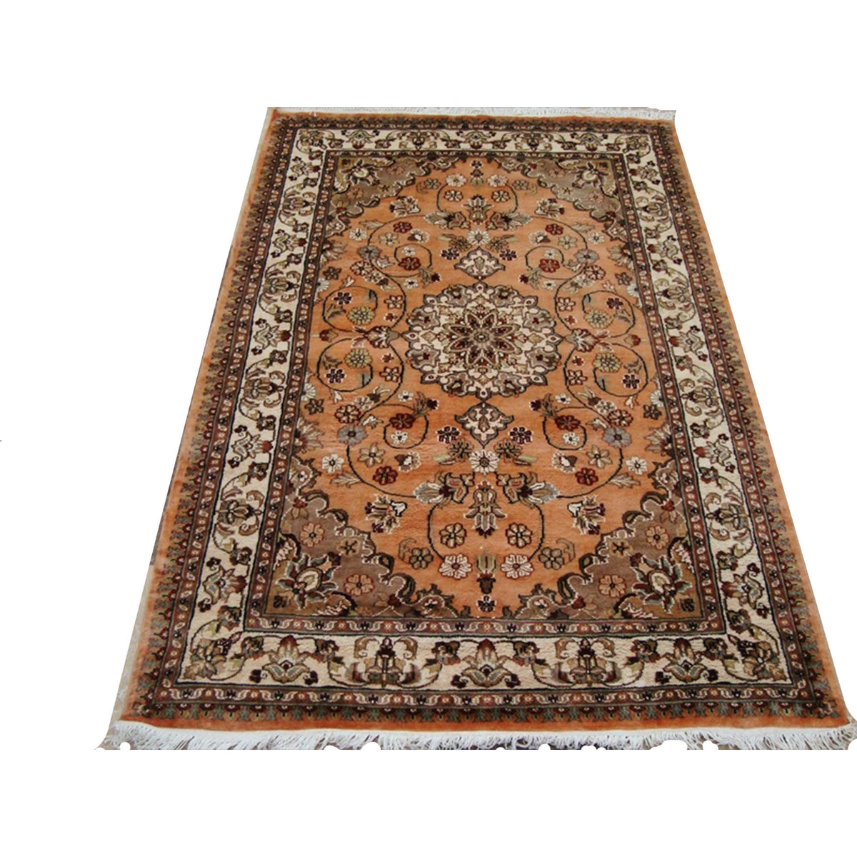 Awesome Floral Medallion Hand Knotted Oriental Area Rug Wool Silk Carpet (6 x 4)' by AHMEDAN