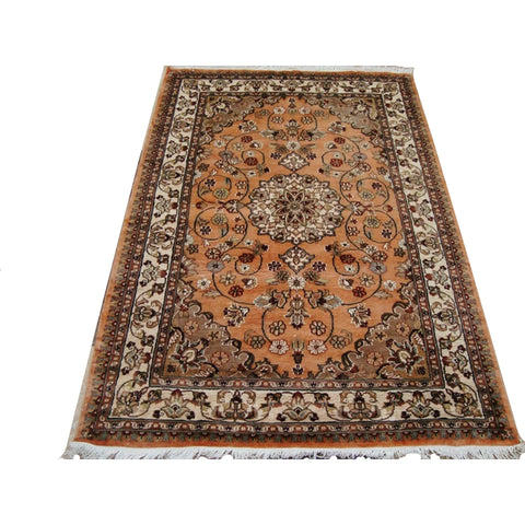 Awesome Floral Medallion Hand Knotted Oriental Area Rug Wool Silk Carpet (6 x 4)' by AHMEDAN