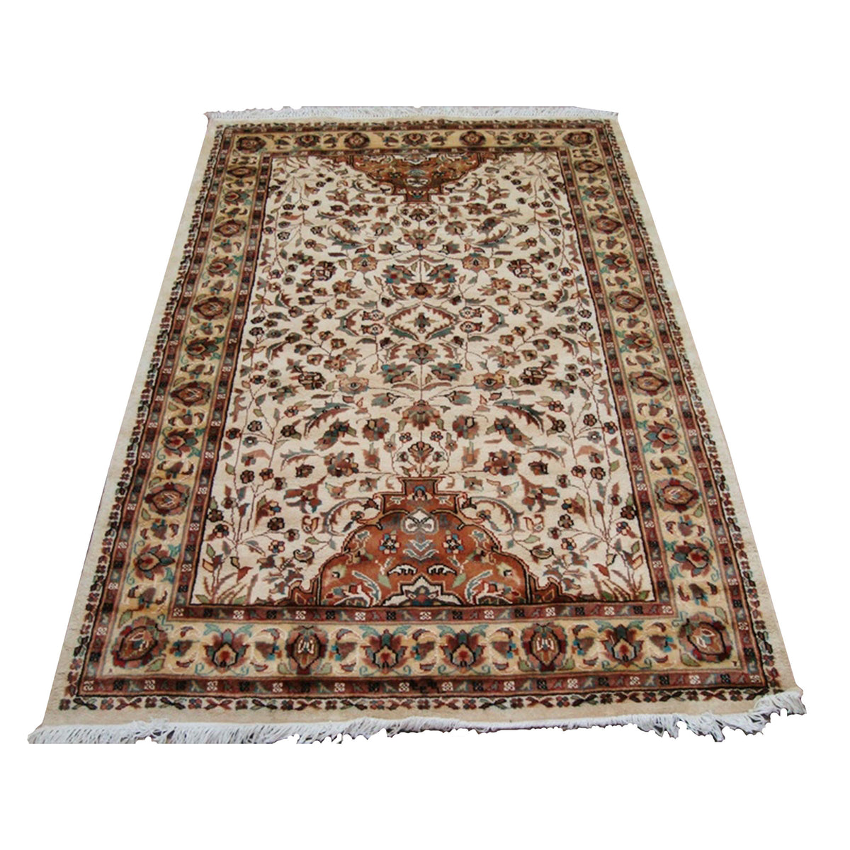 Exclusive Floral Medallion Allover Rectangle Area Rug Hand Knotted Wool Silk Carpet (6 x 4)'