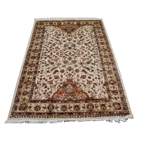 Exclusive Floral Medallion Allover Rectangle Area Rug Hand Knotted Wool Silk Carpet (6 x 4)'