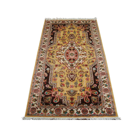 Exclusive Rectangle Area Rug Medallion Flowers Hand Knotted Wool Silk Carpet (5.7 x 3.1)'