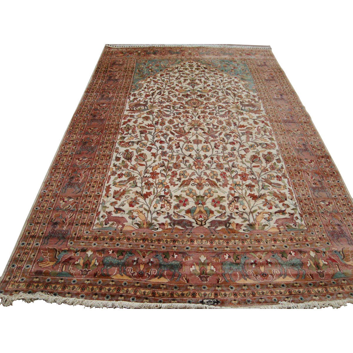 Exclusive Area Rug Tree of Life Peace Birds Rectangle Hand Knotted Carpet Silk Wool (11.8 x 7.1)'