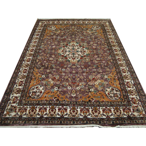 Medallion Floral Rectangle Area Rug Hand Knotted Wool Silk Carpet (9 x 6)'