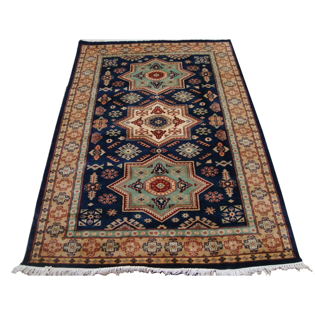 Super Shirvan Kuba Fine Caucasion Geometric Hand Knotted Rug Carpet (6 x 4)'