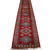Rectangle Runner Rug Shirvan Kuba Fine Veg Dyed Kazak Hand Knotted Wool Carpet (12.1 x 2.8)'