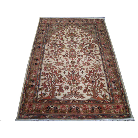 Bird Love Tree Life Exclusive Designed Area Rug Hand Knotted Silk Wool Carpet (6 x 4)'