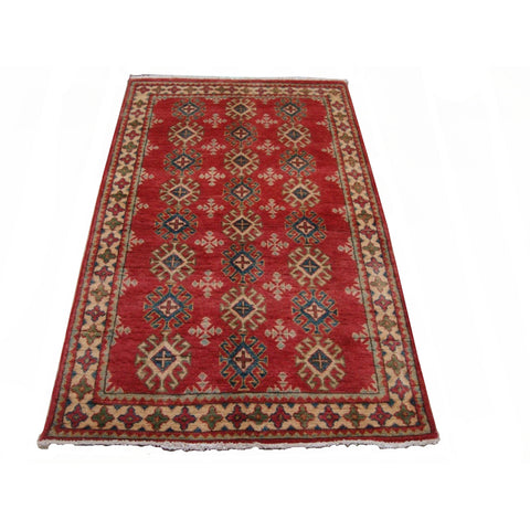 Super Kazak Caucasion Geometric Veg Dyed Mahal Rectangle Rug Hand Knotted Carpet (5.4 x 3.3)'