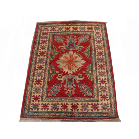 Kazak Super Geometric Veg Dyed Mahal Rectangle Rug Hand Knotted Carpet (3.9 x 2.10)'