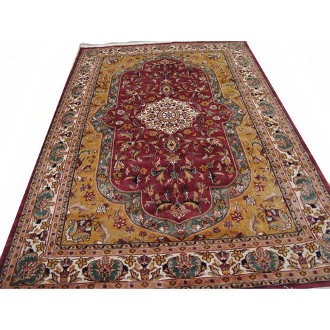 Love Medallion Floral Oriental Area Rug Hand Knotted Wool Silk Carpet (9 x 6)'