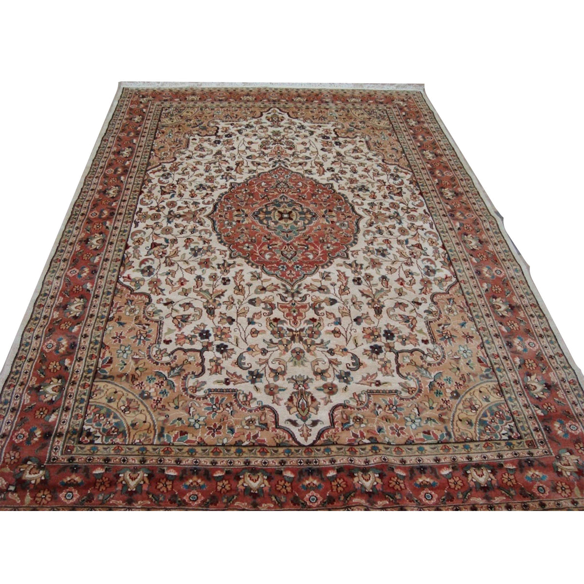 Awesome Aina Medallion Floral Oriental Area Rug Hand Knotted Wool Silk Carpet (9 x 6)'