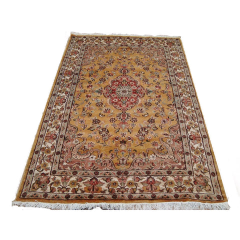 Awesome Love Sun Floral Oriental Area Rug Hand Knotted Wool Silk Carpet (6 x 4)'