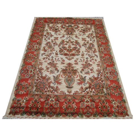 Love Birds Baagh Garden Peace Live Animals Area Rugs Hand Knotted Wool Silk Carpet (6 x 4)'