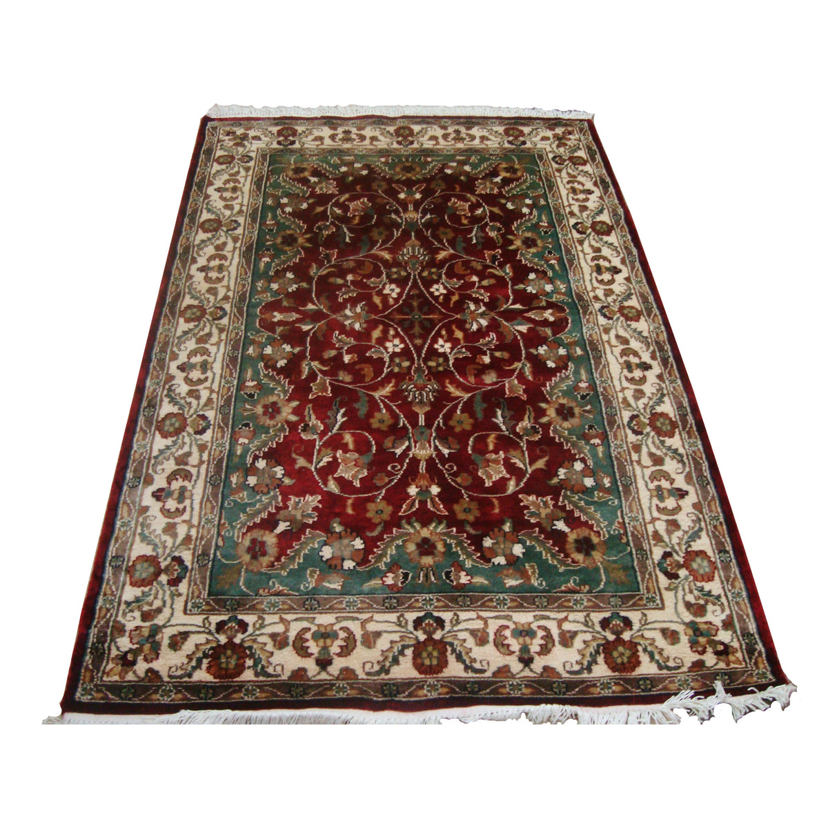 Exclusive Love Red Floral Medallion Lovely Area Rug Hand Knotted Wool Silk Carpet (6 X 4)'